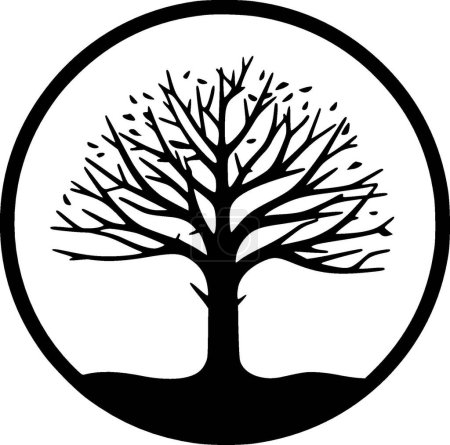 Illustration for Tree - black and white vector illustration - Royalty Free Image