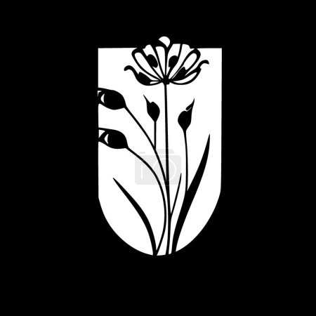 Geburt Blume - schwarz-weiße Vektorillustration