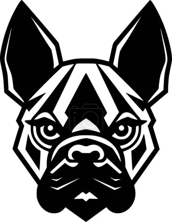 French bulldog - black and white vector illustration