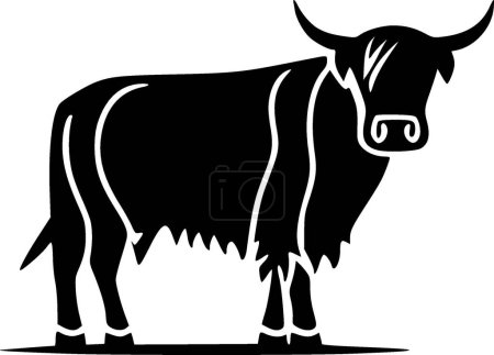 Highland-Kuh - schwarz-weißes Icon - Vektorillustration