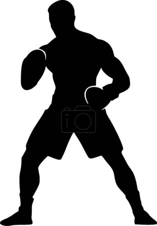 Illustration for Mma - black and white isolated icon - vector illustration - Royalty Free Image