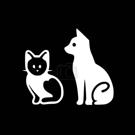 Mascotas - icono aislado en blanco y negro - ilustración vectorial