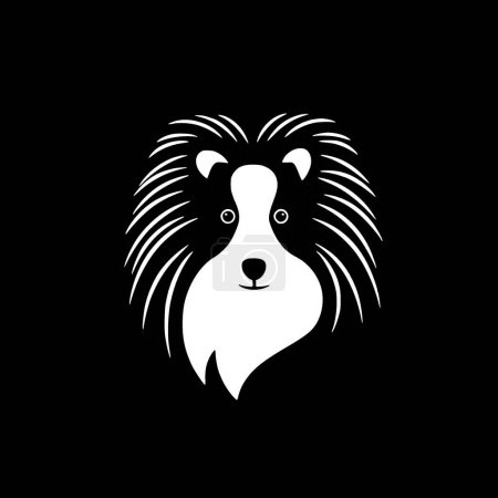 Shetland Sheepdog - icono aislado en blanco y negro - ilustración vectorial