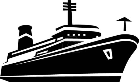 Navire - illustration vectorielle en noir et blanc