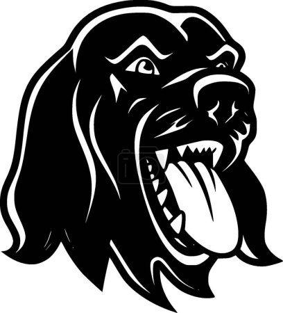 Perro - icono aislado en blanco y negro - ilustración vectorial