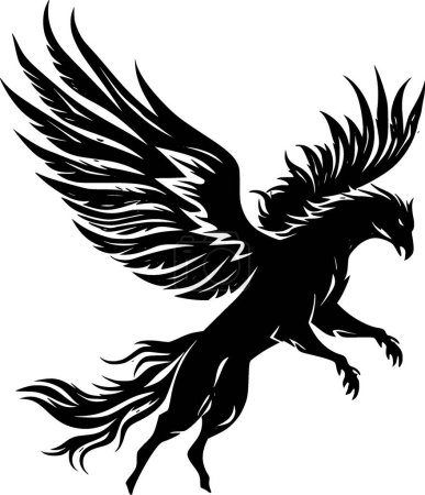 Hippogriff - ilustración vectorial en blanco y negro