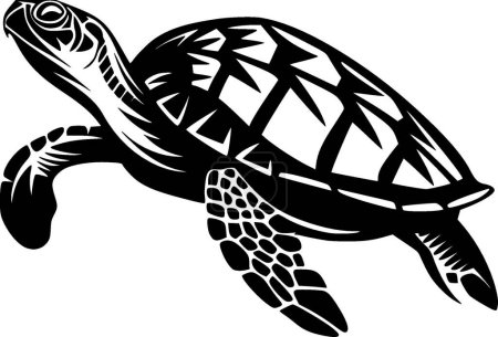 Turtle - black and white vector illustration