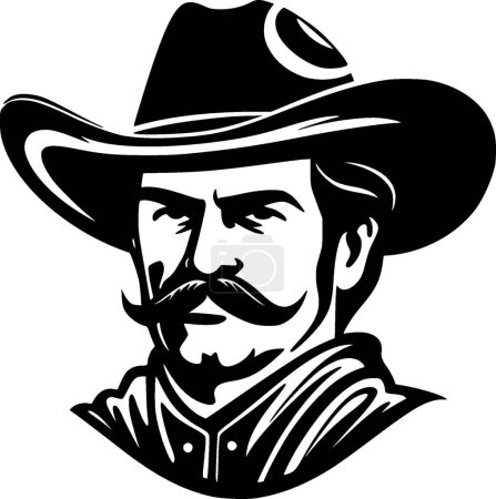 Western - black and white vector illustration