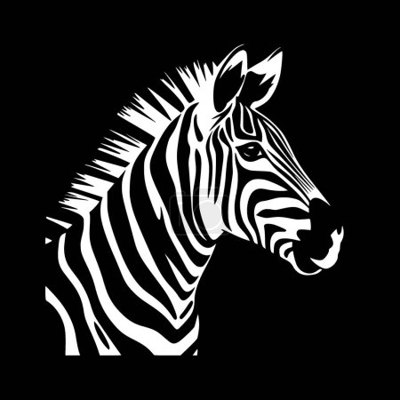 Zèbre - icône isolée en noir et blanc - illustration vectorielle