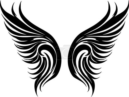 Ailes d'ange - illustration vectorielle noir et blanc