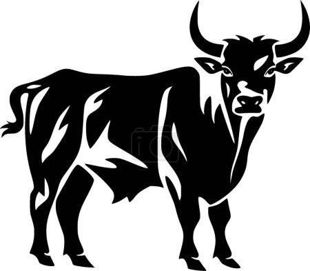 Bull - ilustración vectorial en blanco y negro