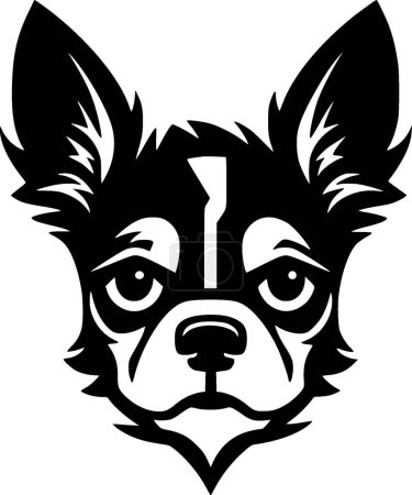 Chihuahua - black and white vector illustration