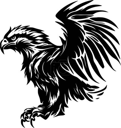 Illustration for Hippogriff - black and white vector illustration - Royalty Free Image