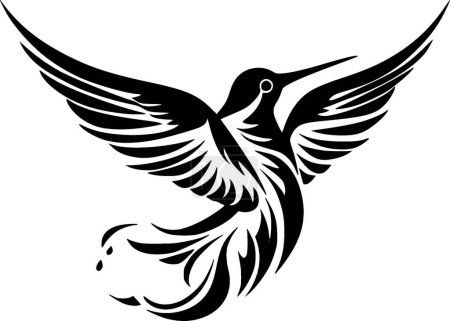 Colibri - illustration vectorielle en noir et blanc