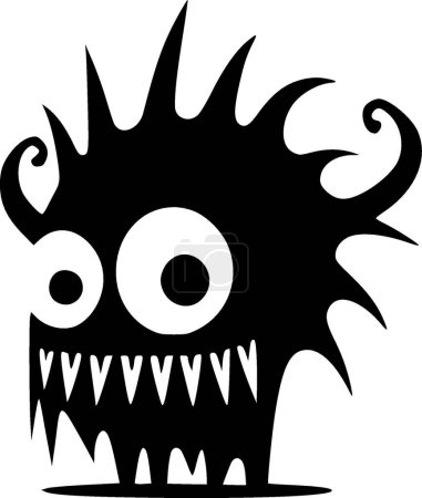 Monstruo - ilustración vectorial en blanco y negro