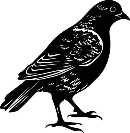 Taube - schwarz-weißes Icon - Vektorillustration