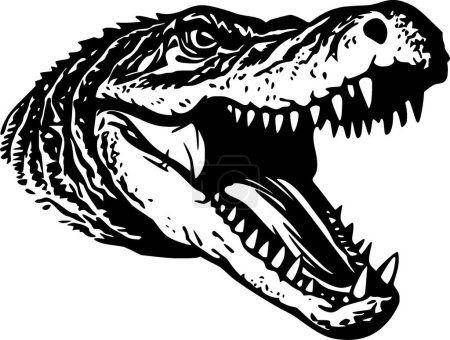 Illustration for Alligator - black and white vector illustration - Royalty Free Image
