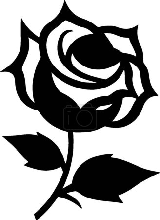Roses - black and white isolated icon - vector illustration