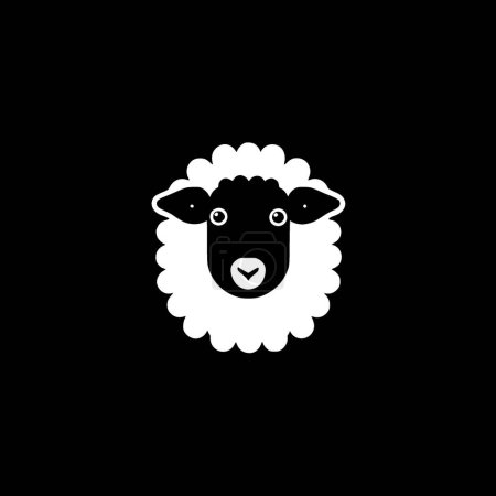 Sheep - black and white isolated icon - vector illustration