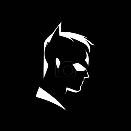 Superhero - black and white isolated icon - vector illustration