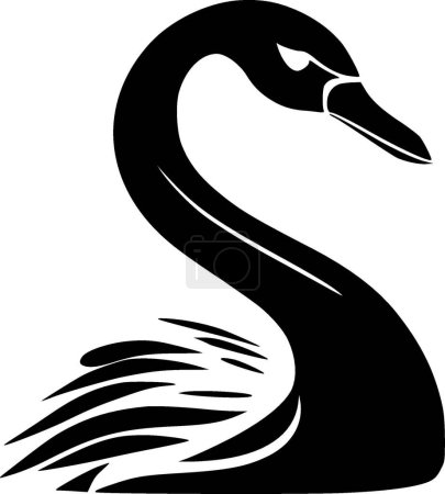 Swan - black and white vector illustration