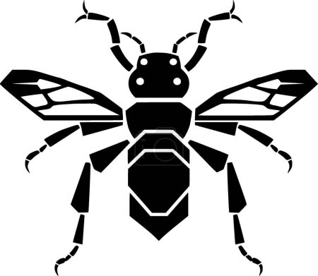 Abeja - icono aislado en blanco y negro - ilustración vectorial