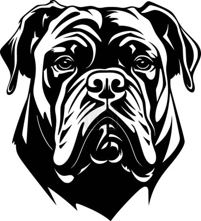 Illustration for Cane corso - black and white isolated icon - vector illustration - Royalty Free Image