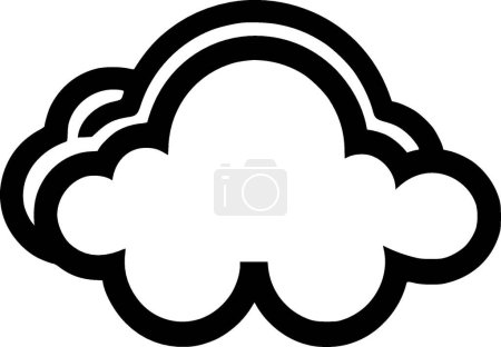 Nube - icono aislado en blanco y negro - ilustración vectorial