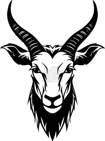 Téléchargez les illustrations : Chèvre - illustration vectorielle noir et blanc - en licence libre de droit