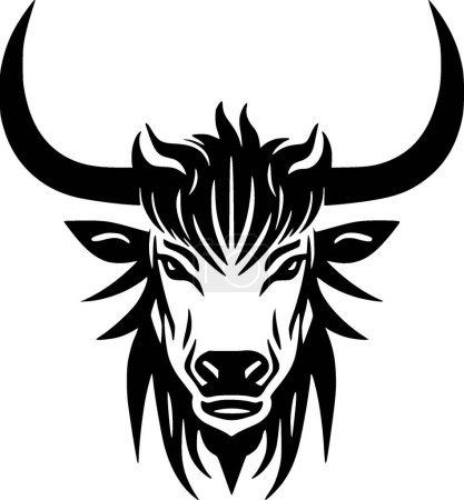 Highland cow - logo minimalista y plano - ilustración vectorial