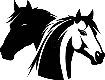 Horses - minimalist and simple silhouette - vector illustration