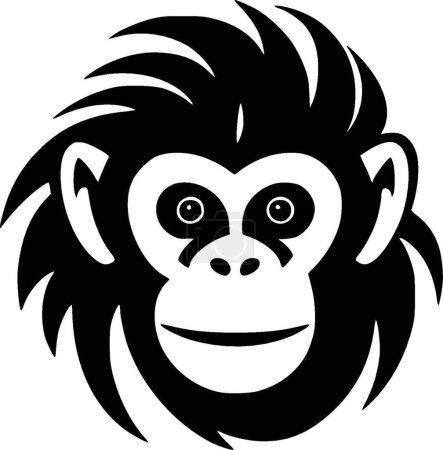 Singe - icône isolée en noir et blanc - illustration vectorielle