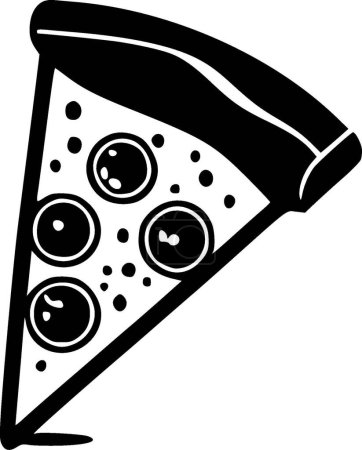 Pizza - black and white vector illustration