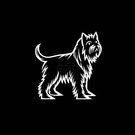 Terrier écossais icône isolée en noir et blanc illustration vectorielle