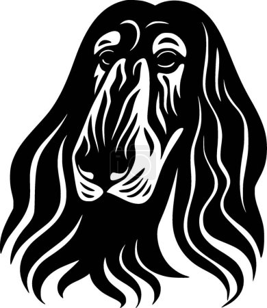 Afghan hound - black and white isolated icon - vector illustration