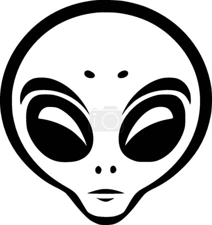 Alien - illustration vectorielle en noir et blanc