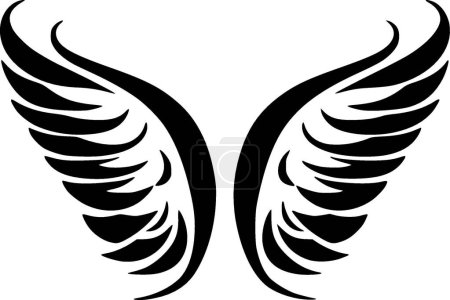 Alas de ángel - icono aislado en blanco y negro - ilustración vectorial