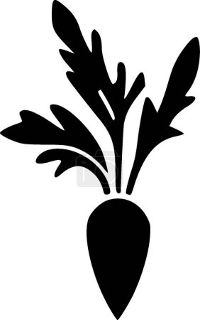 Zanahoria - icono aislado en blanco y negro - ilustración vectorial