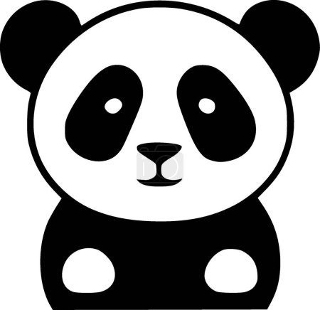 Téléchargez les illustrations : Panda - illustration vectorielle en noir et blanc - en licence libre de droit