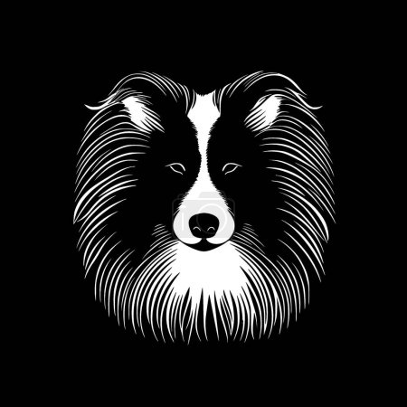 Téléchargez les illustrations : Chien de berger Shetland - silhouette minimaliste et simple - illustration vectorielle - en licence libre de droit