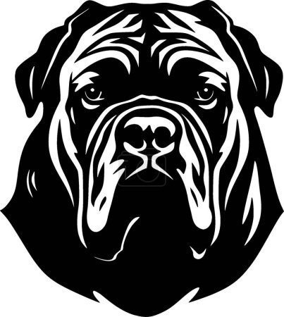 Cane corso - black and white isolated icon - vector illustration