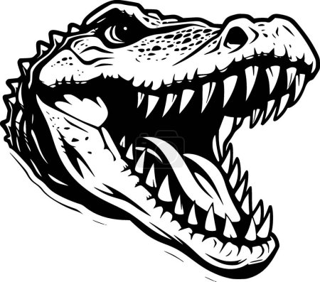 Crocodile - black and white isolated icon - vector illustration
