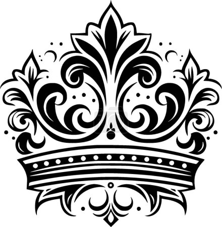Crown - black and white vector illustration