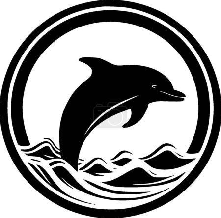 Dolphin - illustration vectorielle en noir et blanc