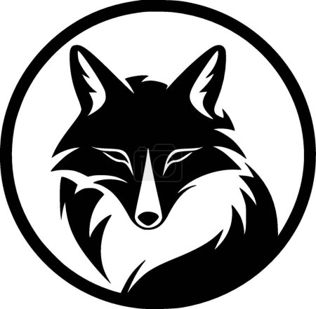 Fox - icono aislado en blanco y negro - ilustración vectorial