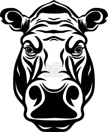 Hippopotamus - black and white isolated icon - vector illustration