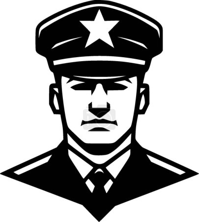 Militar - ilustración vectorial en blanco y negro