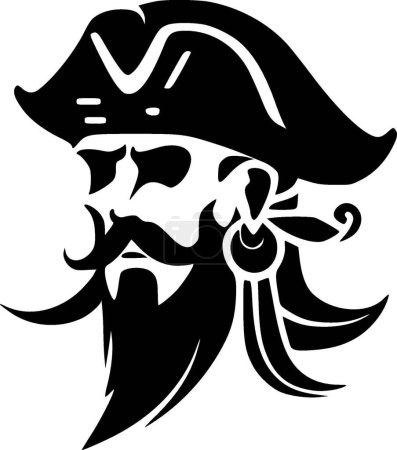 Pirate - black and white vector illustration