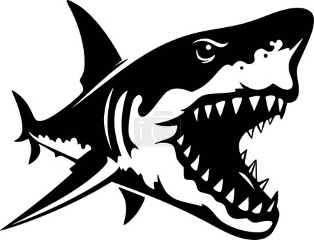 Shark - Isoliertes Schwarz-Weiß-Symbol - Vektorillustration