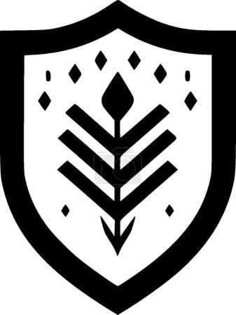 Escudo - icono aislado en blanco y negro - ilustración vectorial